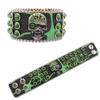 Skull Buckle Rhinestone Bracelet with Personality, Fashionable and Versatile PU Leather Bracelet, Hip-hop Punk Style with Full Personality