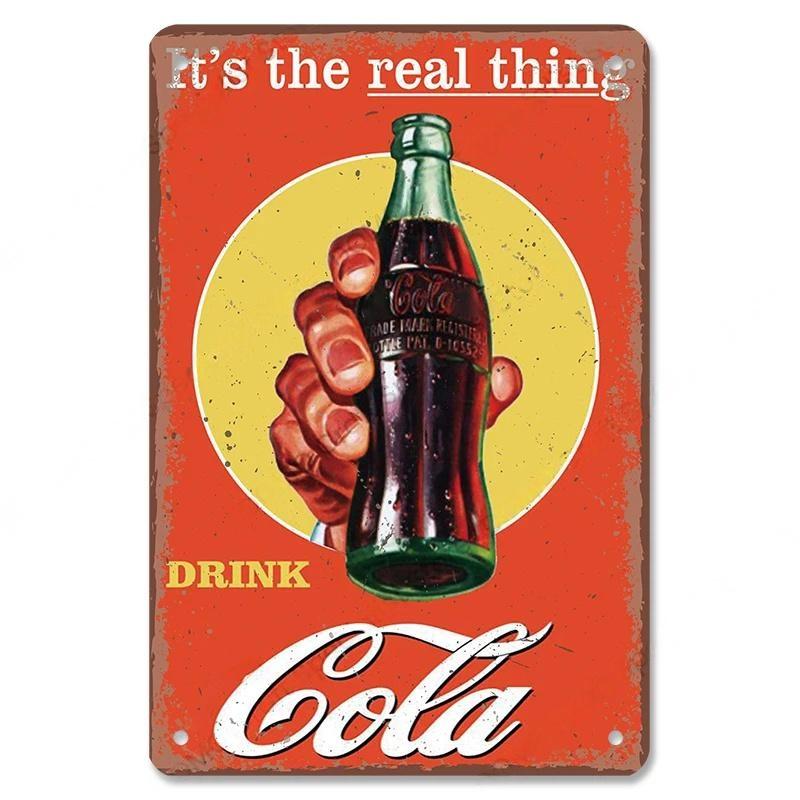 Cola Soft Drinks Poster Metal Tin Signs Vintage Girls Drink Cola Bottles Metal Plate Wall for Bar Pub Club Restaurant Decor