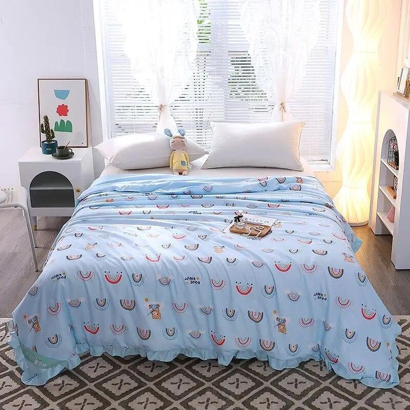 Summer Quilts Thin Air Confitioning Comforter Skin-friendly Home Office Nap Thin Blanket Quilted Bedspreads for Adults Kids