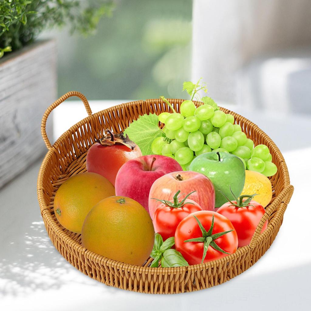 Fruit Basket Snacks Tray Organizer PP Material Rattan for Serving Tea, Dessert, Cake, Dinner, Breakfast Durable Multifunctional