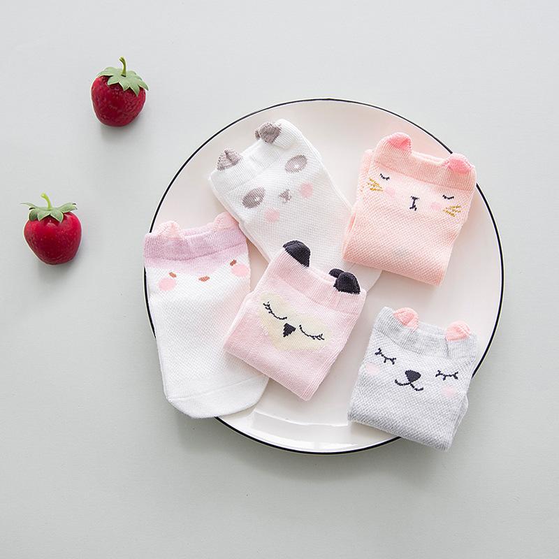 YWHUANSEN 5 Pairs/lot Summer Mesh Socks For Newborns Baby Cute Cartoon Socks For Girls Thin Soft Cotton Boy Child Socks Infants