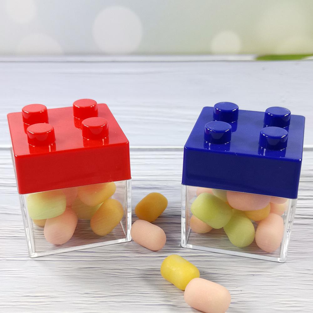 12/24pcs Personalized Cute Transparent Building Blocks Plastic Storage Box Wedding Candy Box Party Birthday Candy Box