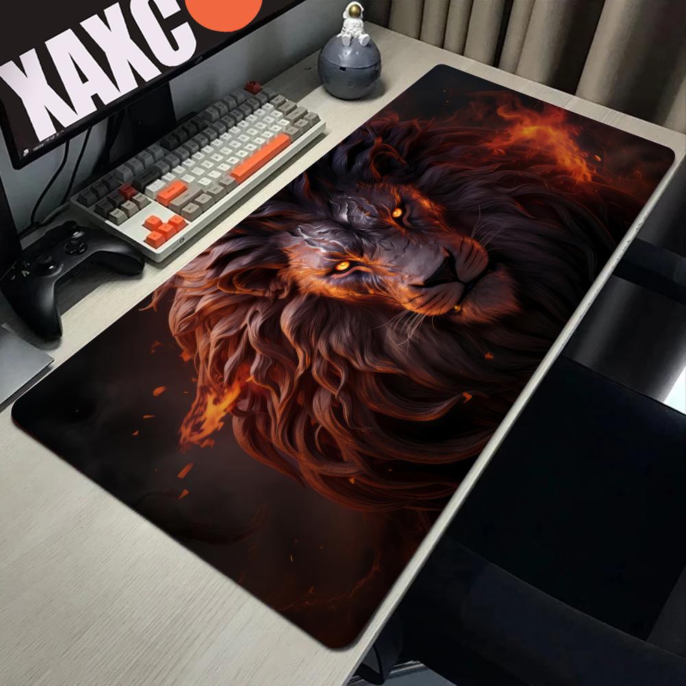 King Of Beasts Lion Mouse Pad xxxl Gamer Large Mouse Mat Natural inertial navigation system Rubber Desk Rug PC Desk Mats Design