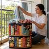With Handle Fabric Floral Storage Bag Large Capcity Clothes Toy Organizer Quilted Laundry Basket