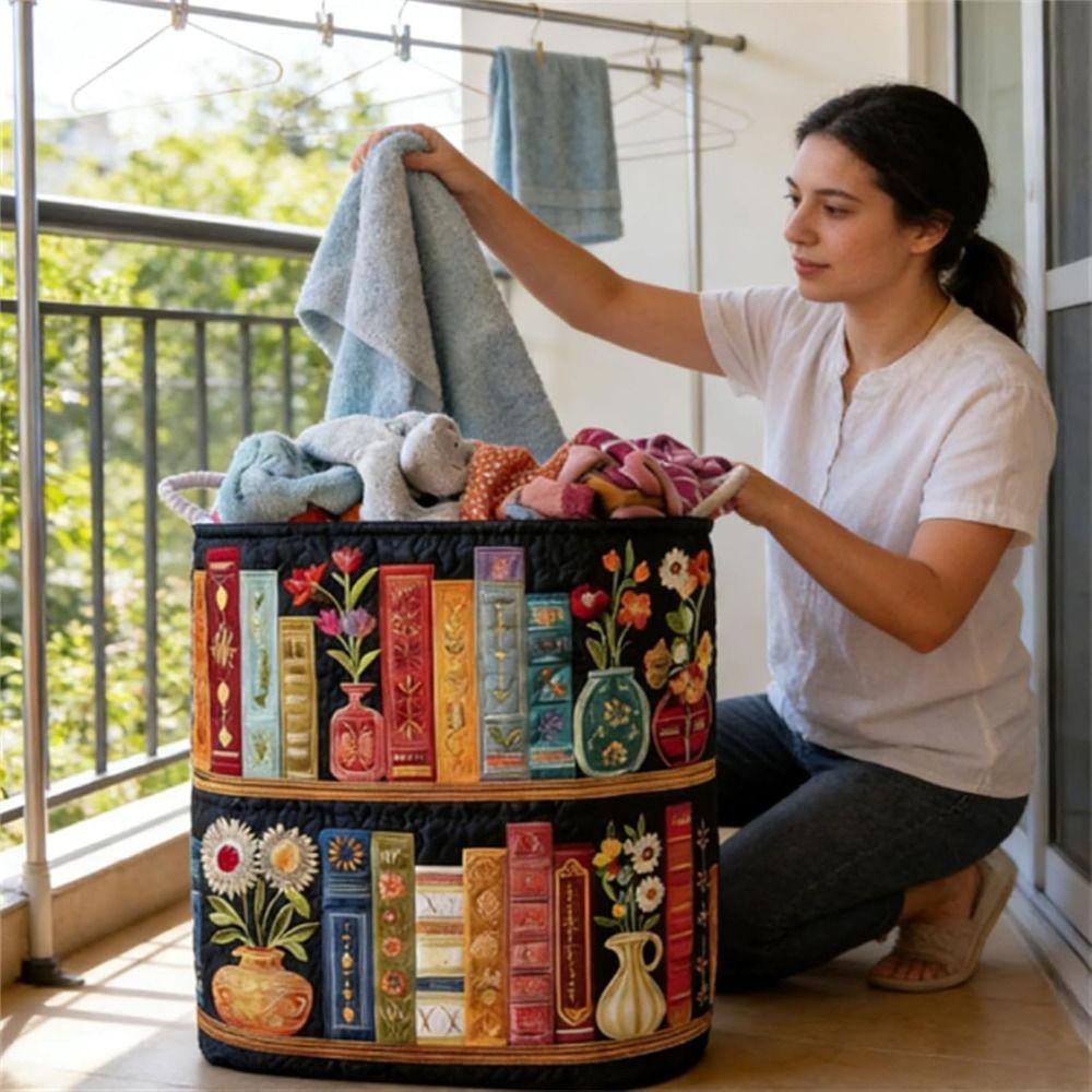 With Handle Fabric Floral Storage Bag Large Capcity Clothes Toy Organizer Quilted Laundry Basket
