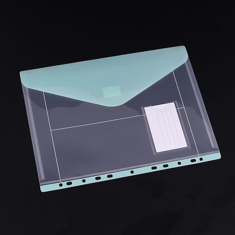 Transparent 11-Hole Loose-Leaf File Bag with Velcro Fastener for Students