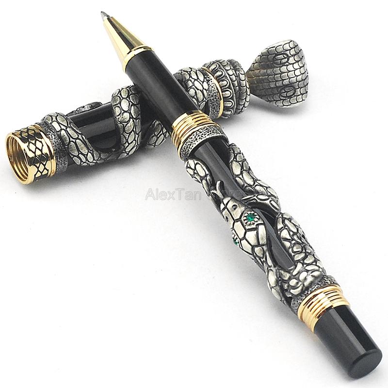 

Jinhao Business Snake Rollerball Pen Gray Cobra 3D Pattern Texture Relief Sculpture Technology Great Stationery Writing Gift Pen сірий