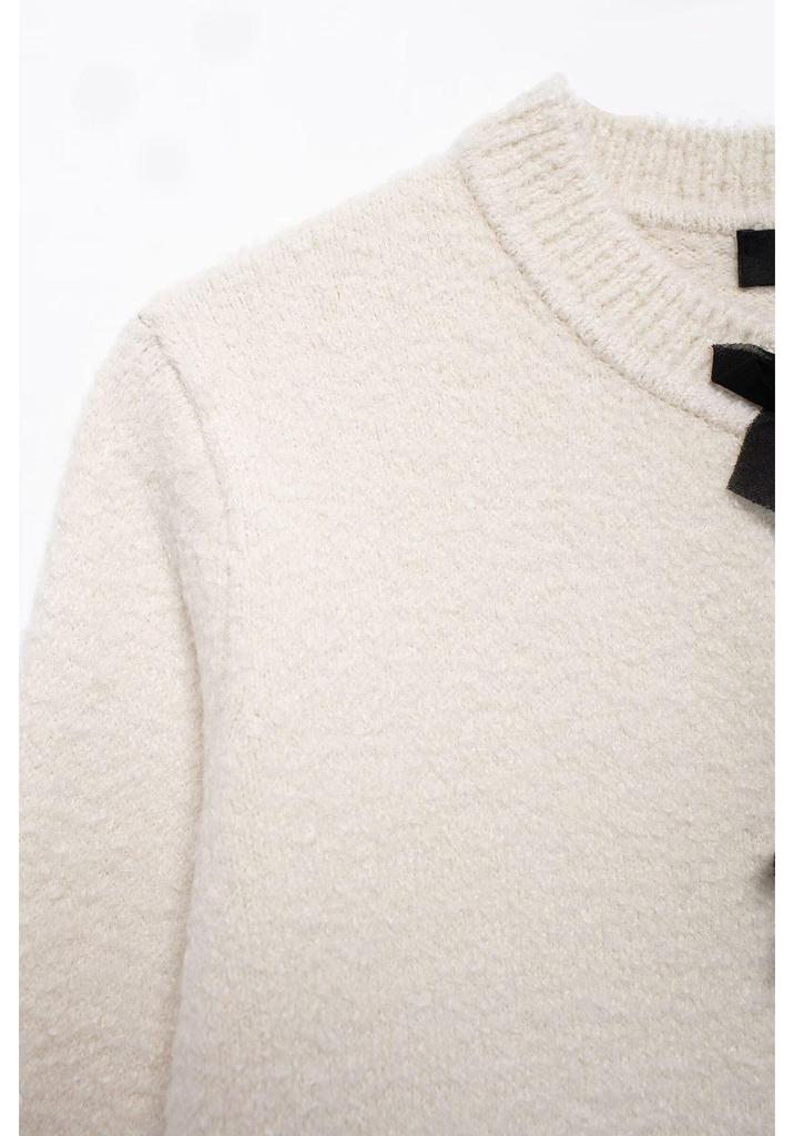 SHEIN Women's Autumn Bow Brooch Knitted Cardigan & Half Skirt Set: European-American Style.