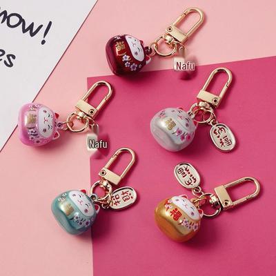 Japonský Omamori Růžový Třešňový Květ Kočičí Přívěsek se Zvonkem