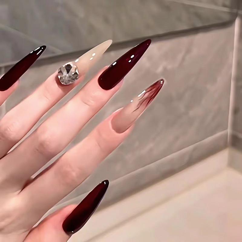 

Raspberry Red Rhinestone 3D Wearable Armor Nails - One Size Fits All