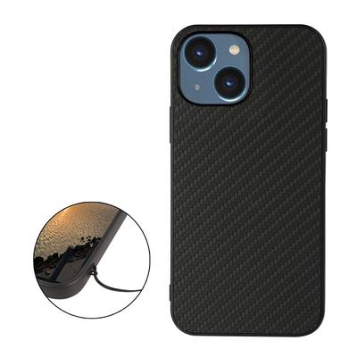 For iPhone 15 Carbon Fiber Texture Cover Leather Coated TPU Anti-drop Phone Case