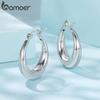 BAMOER White Gold Plated Hoop Earrings Chunky Earring with 925 Silver Ear Buckles Punk Women Hypoallergenic Ear Jewelry