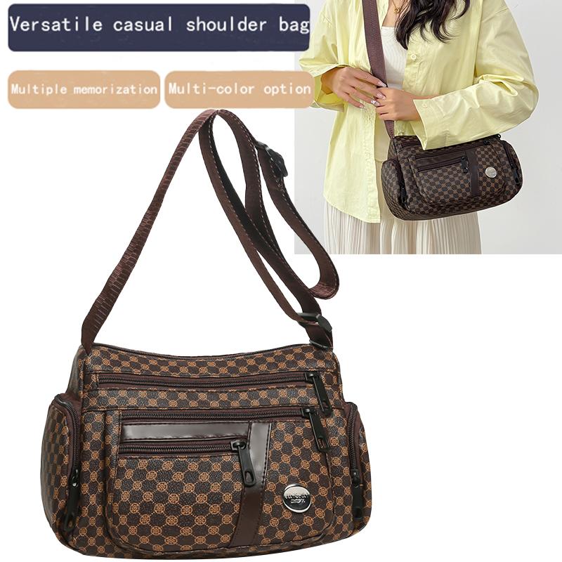 Everyday Versatile Rhombus Pattern Crossbody Bag Trendy Two Option, Multi Compartment Layout for Weekend Short Trips