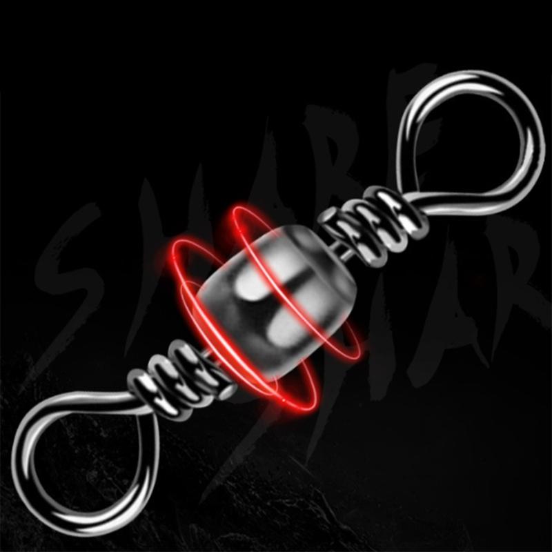 200Pcs Carbon Steel Swivels Fishing Line Connector Fishing Barrels Swivels Rolling Balls Bearing Fishing Swivels Enduring