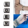 Italian Jewelry Charm Link Vintage Square Letter Beads Stainless Steel Material