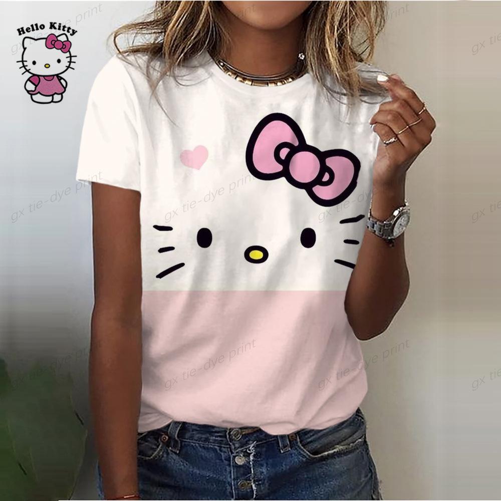

Summer new short sleeved T-shirt 3D digital printing T-shirt short sleeved casual shirt anime Hello Kitty print 2883 EMA M