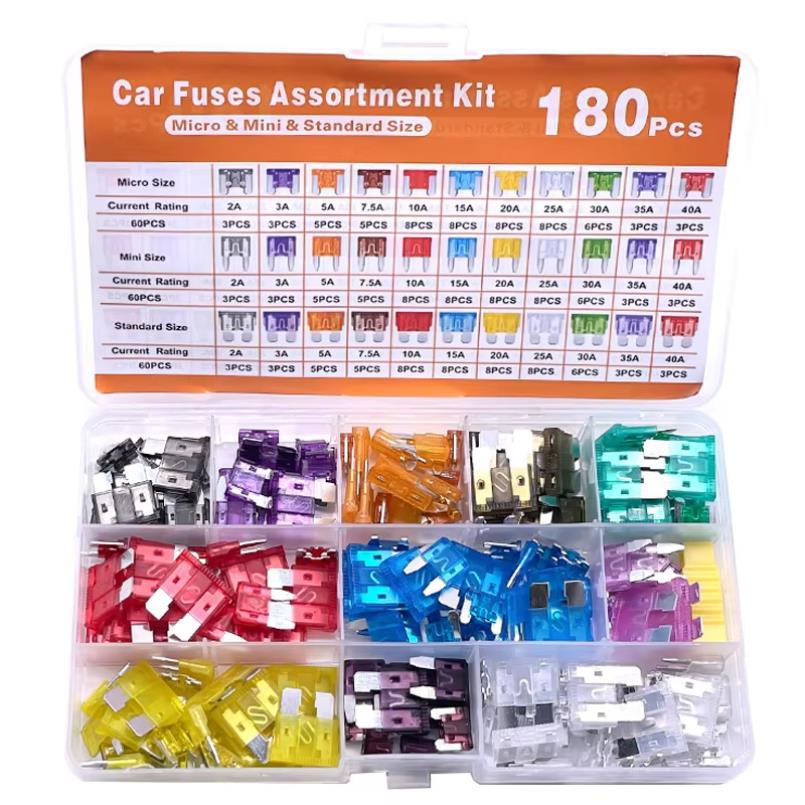 180Pcs Car Fuses Assorted Kit 60 Mini Blade Car Fuse +60 Standard Fuse Automotive +60 Micro Fuse + Fuse Puller Fuses4