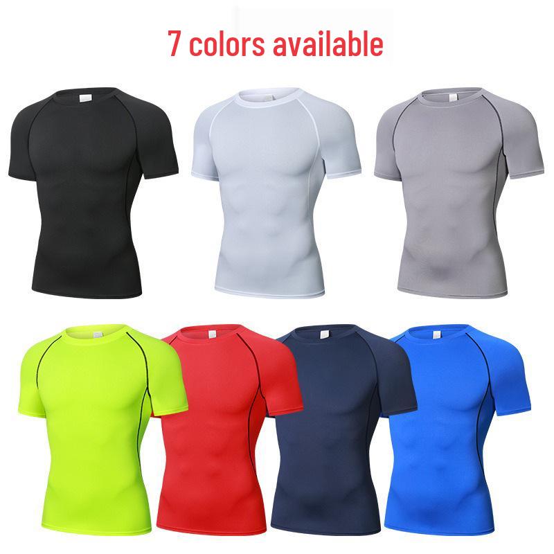 Herren Quick-Dry Siebenfarbige Kurzarm Body-Shaping Basisschicht für das Training