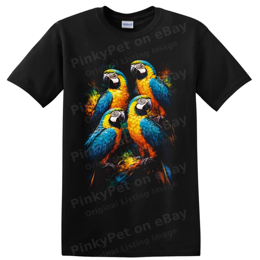 Macaw Parrot T Shirt Colorful Tropical Bird Art Wildlife Graphic Tee Gift Fans