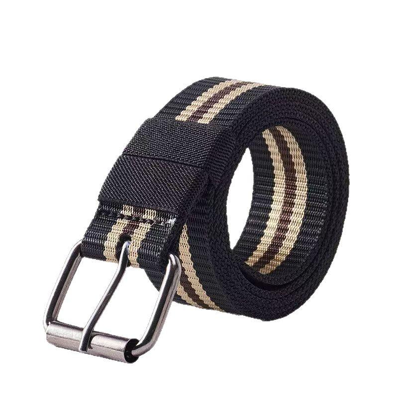 Stylish Striped Nylon Canvas Belt: Casual, Military-Inspired, and Adjustable