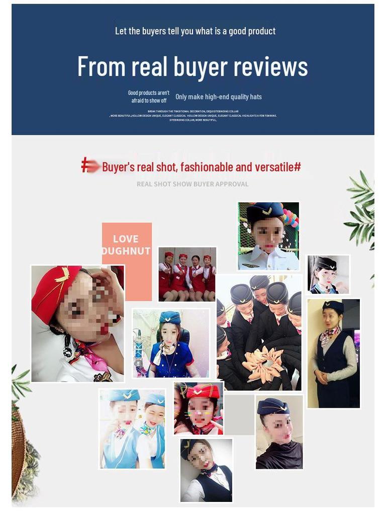 Flight Attendant and Front Desk Performance Etiquette Hat