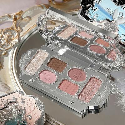 Exklusive Schwanenballett Sechsfarben-Make-up-Palette zum Valentinstag, Neutrale Rosa Lidschatten mit 4 matten + 2 schimmernden Nuancen, Verblendbares Süßes Augen-Make-up