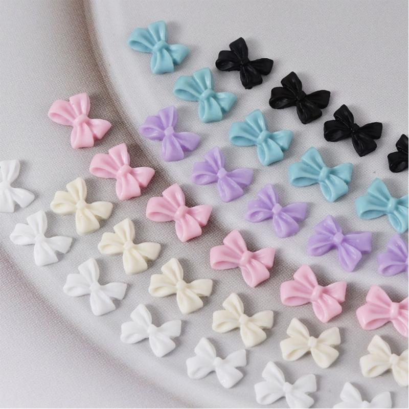 50pcs/set Bows Nail Charm Matte Bowknot Nail Charm Flatback Nail Charms Bows Nail Art Decoration DIY Bows Nails Jewelry