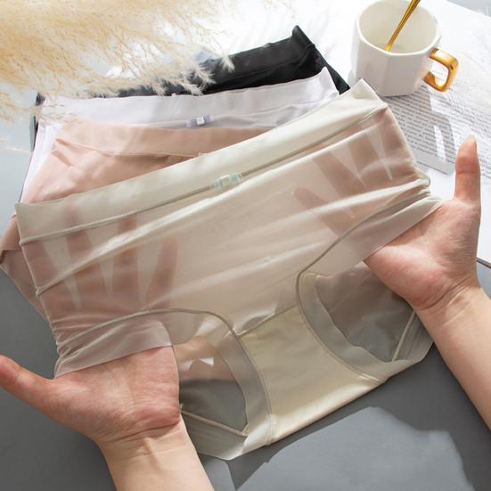 Hip lifting dámské kalhotky Led Hedvábí Bavlna Rozkrok Rychleschnoucí Ultratenké průhledné sexy spodky