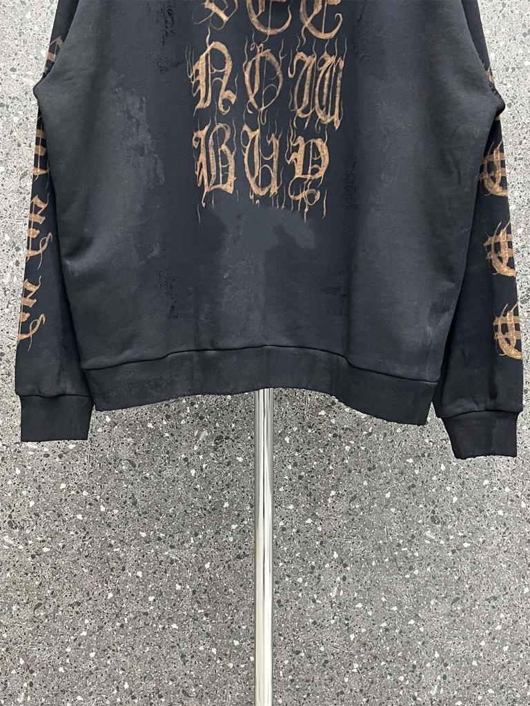 23SS B Marke Sanskrit Flamme Reißverschluss Hoodie - Lockere Passform Lässige Jacke