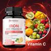 Pslalae Iron Capsules with Vitamin C for Supports Blood Health Boosts Energy Level Fortifies Immune Defenses for Women & Men