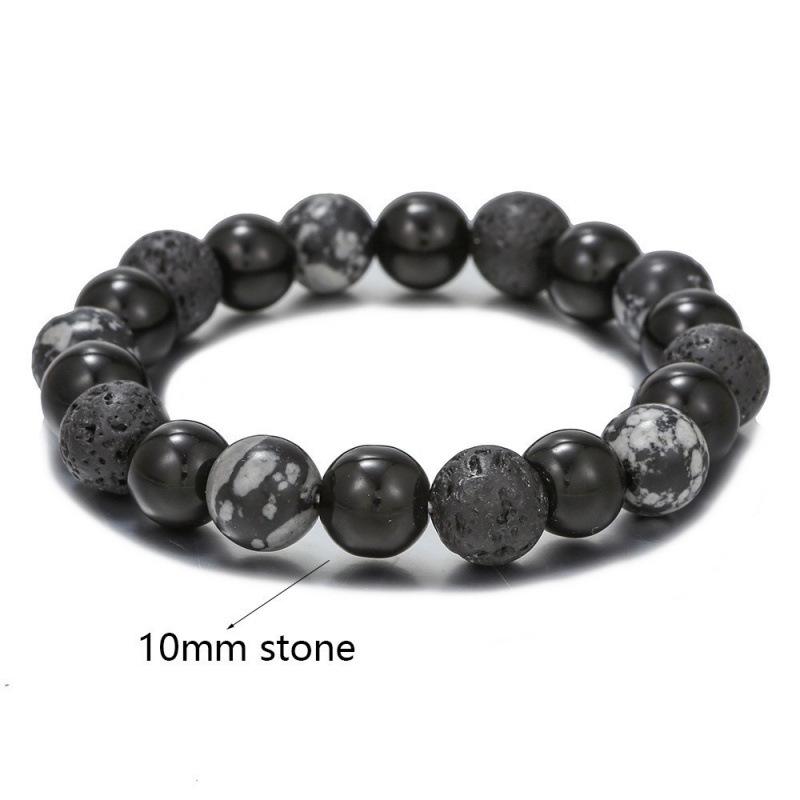 Rogue Handsome Volcanic Obsidian Bracelet: Trendy Adjustable Retro Jewelry for Men & Women.