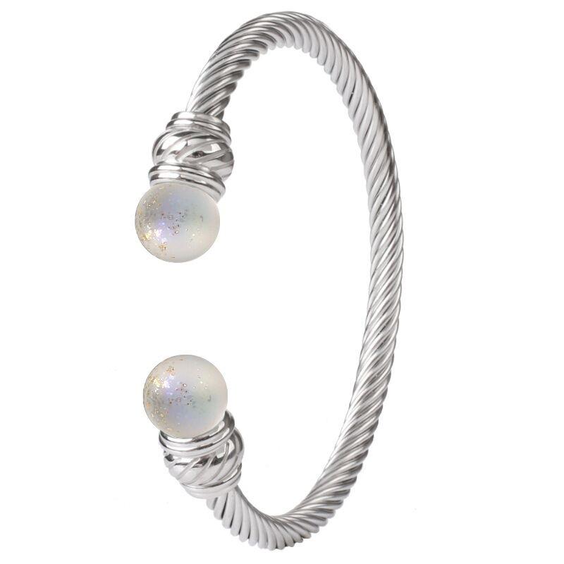 Hot Titanium Steel Cable Cuff Bracelet Zircon Fashion Bangle Jewelry Fine Wristband Accessories Hand Ornament