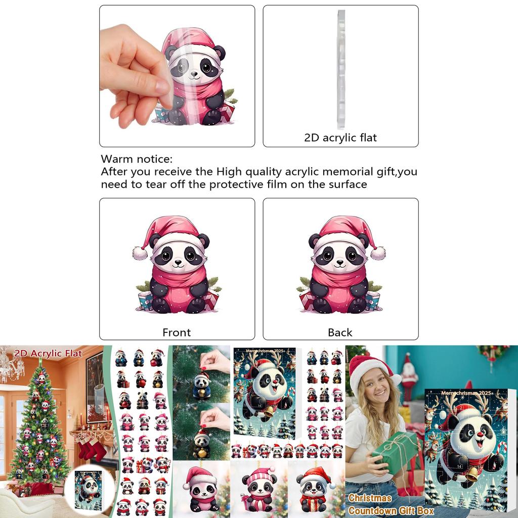 Christmas Panda Countdown Calendar With Acrylic Components And Festive Collectible Items