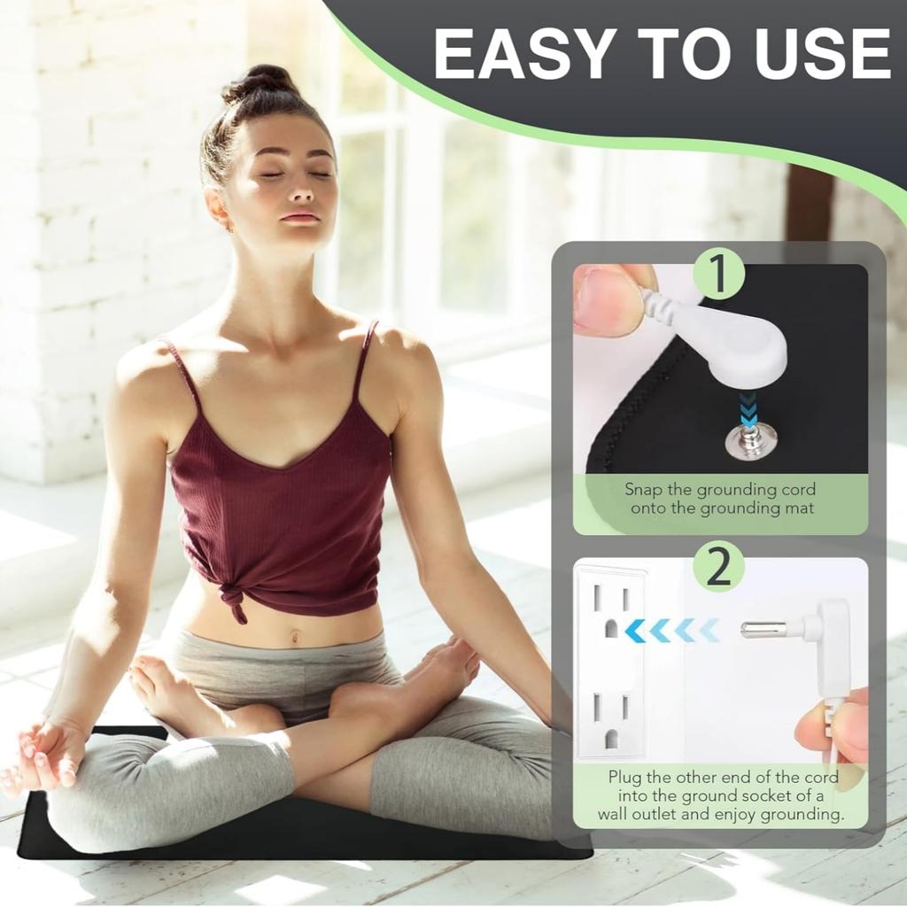 Grounding Mat Earthing Sheets for Bed with Cord Universal Improved Sleep Anxiety Inflammation Relief and Energy Boost 40x60cm