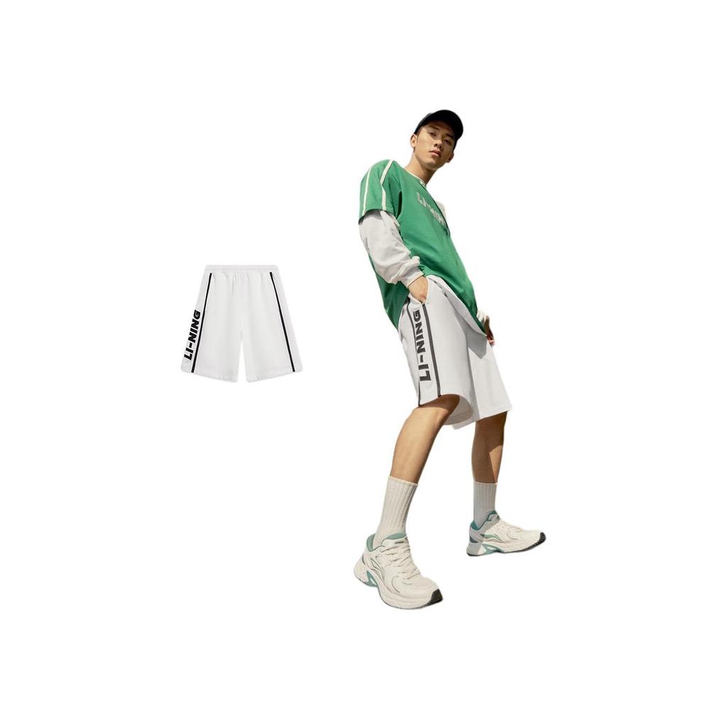 Li-Ning SS23 Logo Embroidered Patchwork Casual Shorts Unisex Bottoms Black AKST601-2