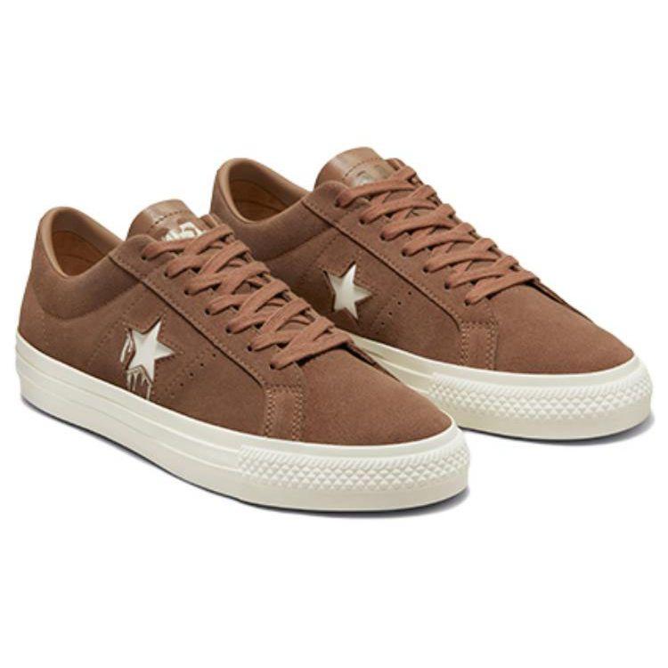 Converse One Star Pro Skateboard Retro Slip Resistant Durable Low Top Sneakers Unisex Sneakers Brown A02319C