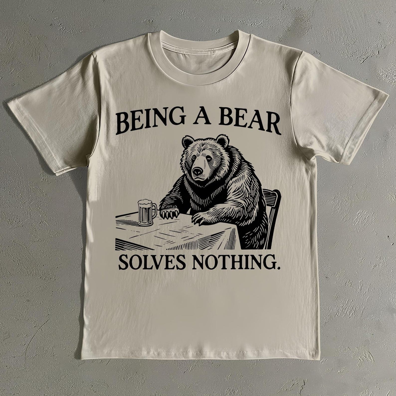 Vintage Bear Graphic Tee: Funny Sarcastic Meme Shirt 4XL