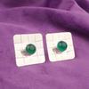 Round Green Onyx Stone Sterling Silver Stud Post Birthday Gift Earrings Jewelry EE-146-21