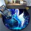 Mermaid Unicorn Print Rug Cartoon Round Rug Kitchen Bedroom Rug Kids Room Play Mat Kids Play Mat Home Decor