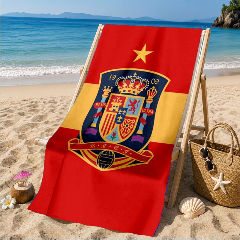 Asciugamano da Spiaggia in Microfibra Stampato con Emblema Nazionale Spagnolo, Morbido e Assorbente, Asciugatura Rapida, Ideale per Viaggi Estivi, Essenziale per la Spiaggia, Piscina
