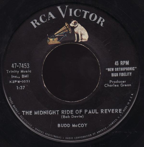 

7inch Record BUDD MCCOY - Midnight Ride Of Paul Revere 477453 RCA VICTOR 1959 US Rock Used