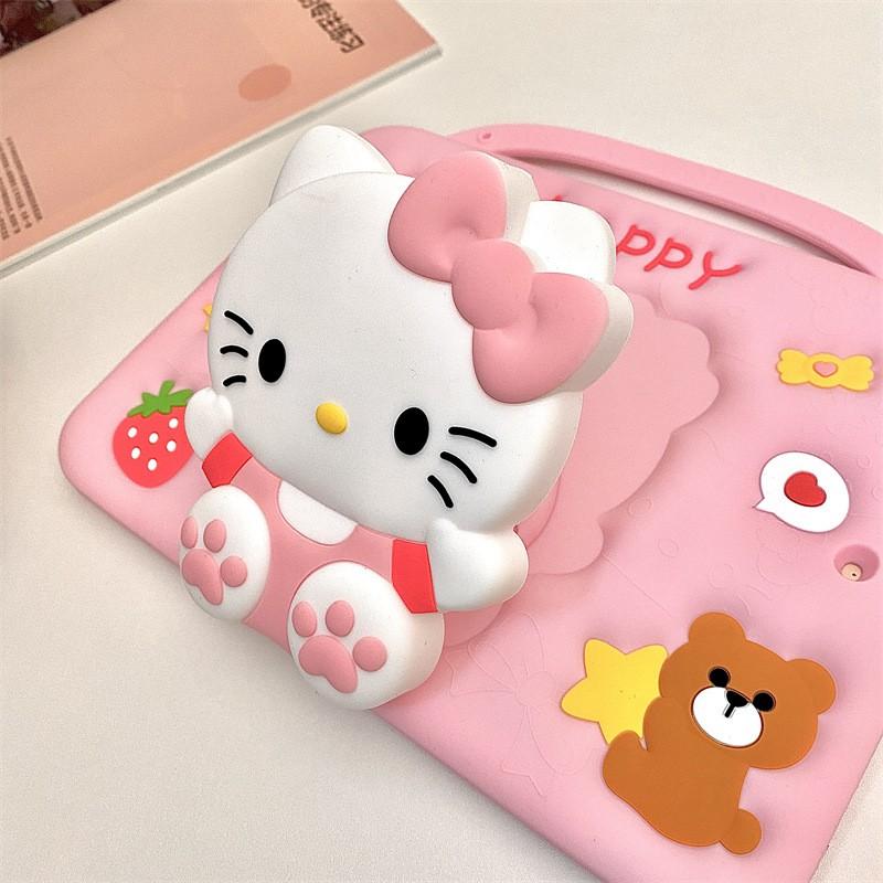 9.7 Inch IPad Pro Air 2 Case With Kickstand Cartoon Cat Design Soft Silicone Full Coverage Shockproof Tablet Cover 5 6