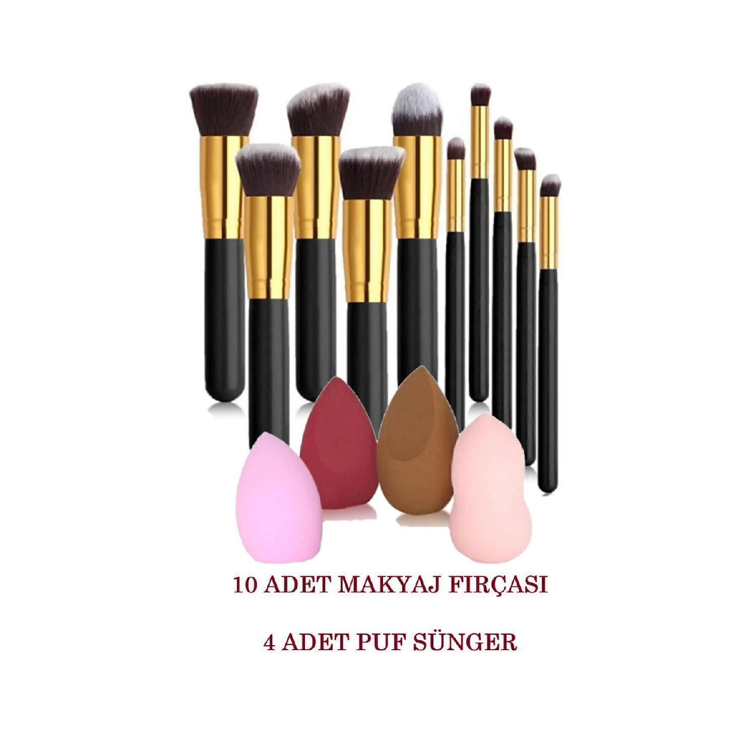 

10-piece Makeup Brushes 4-piece Professional Sponge Blush Foundation Eyeshadow Brush