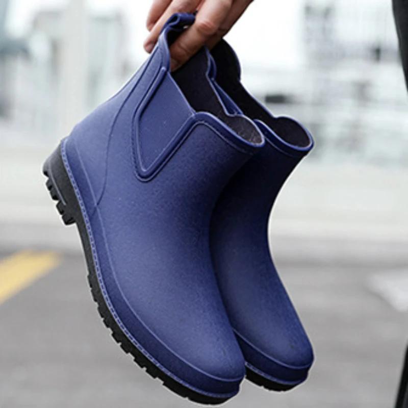 Rain Boots Men's New Fashionable Anti Slip Short Tube Rain Boots Outdoor Waterproof Low Top Rain Boots Casual Sports Rain Boots