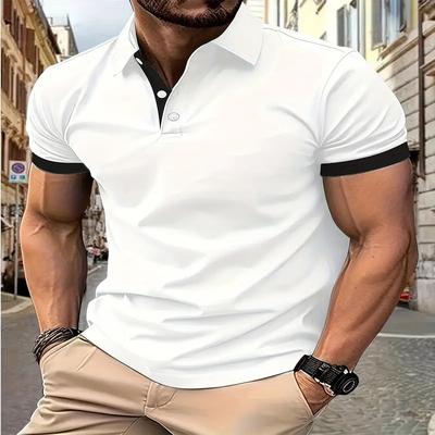 3D Solid Color Summer Collar Short Sleeved Polo Shirt for Casual and Loose Men