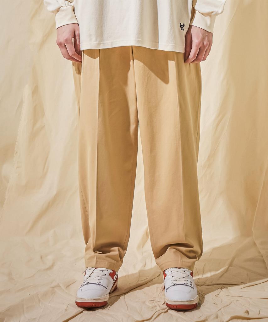 Bajal Wide Tapered Wrinkle-Free Chino Pants Beige
