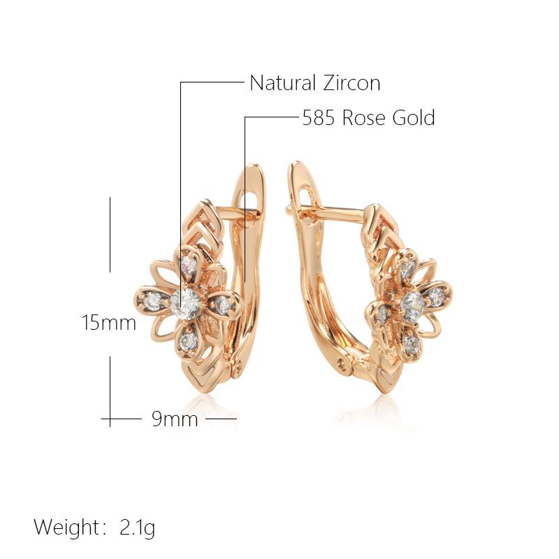 Luxury Cutout Crystal Flowers English Earrings  Rose Gold Color Fine Jewelry Trendy Natural Zircon Full Paved Earrings