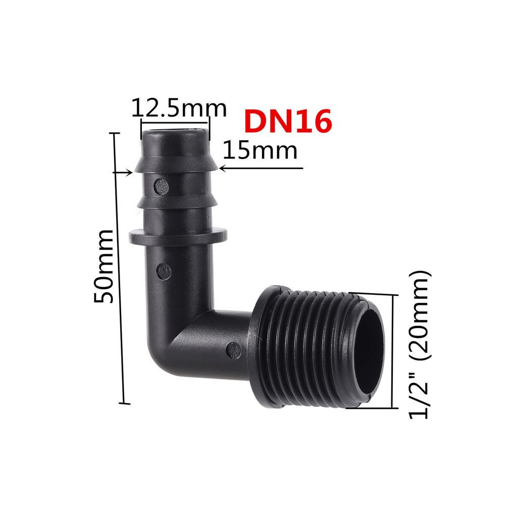 1/2" 3/4" Male Thread Elbow Connector DN16 DN20 90 Degrees Garden Micro Irrigation Pipe Connectors Angle Bend Water Fittings