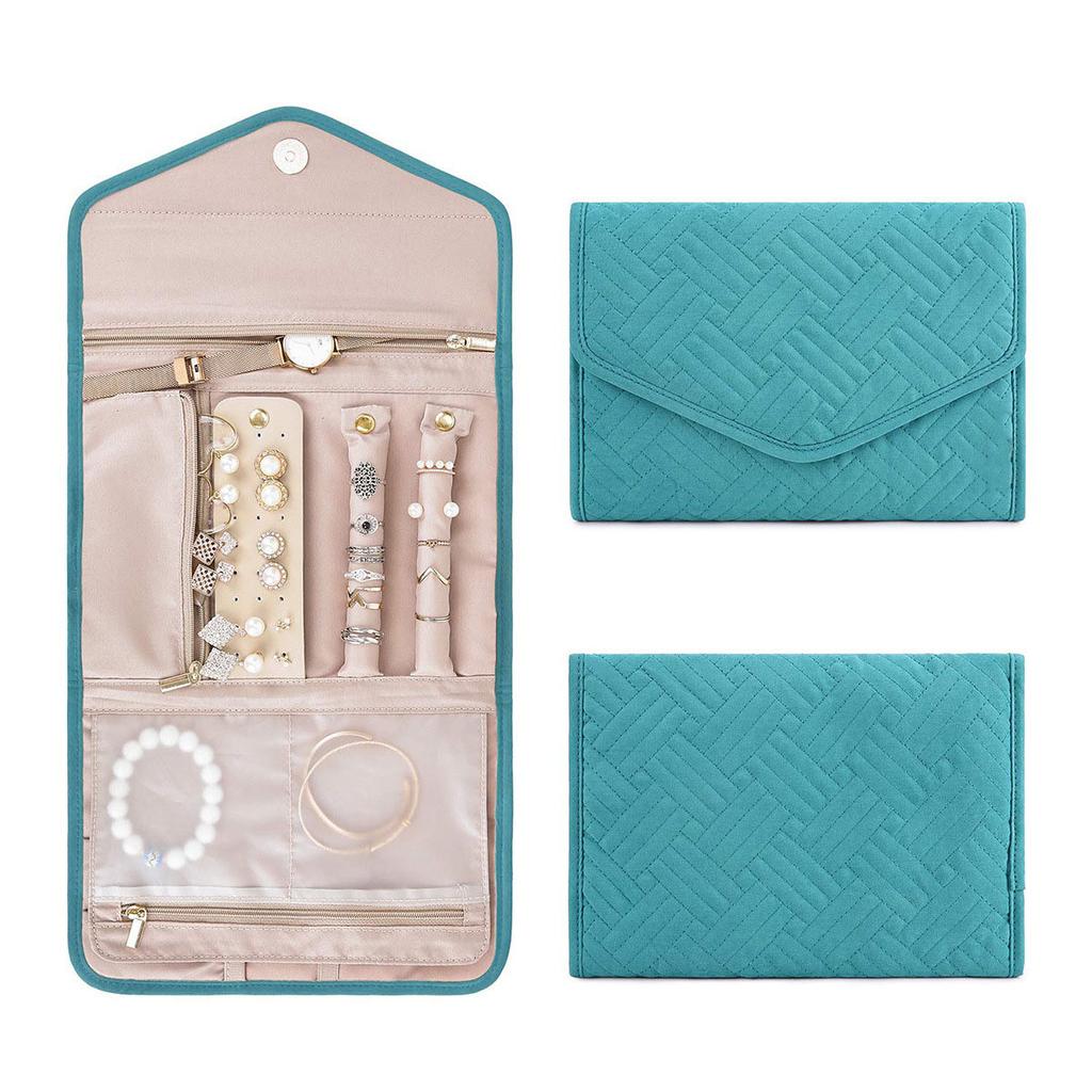 Travel Jewelry Organizer Case Foldable Jewelry Roll for Journey-Rings, Necklaces, Earrings, Bracelets,Mini,Soft Pink