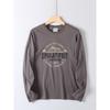 Vintage Printed Cotton Long-Sleeve T-Shirt for Men, Spring and Autumn Versatile Fashion Trendy Round-Neck Base Shirt